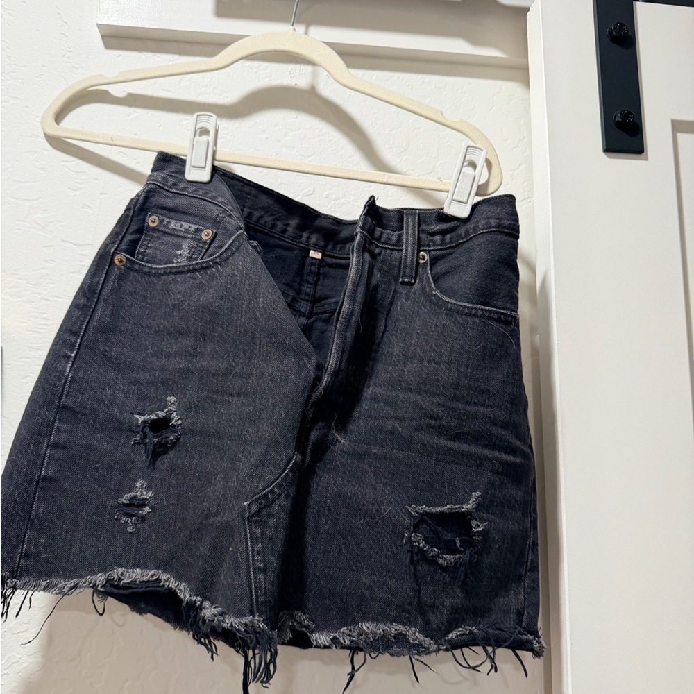 Levi's Dark Denim Distressed Shorts